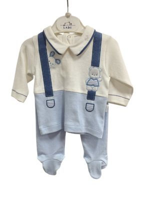 WAXOX ENSEMBLE bébé : bretelles bleu ciel & blanc