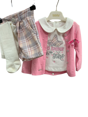 WAXOX ENSEMBLE bébé : 4 pièces rose, gris & blanc, référence: 0911221038