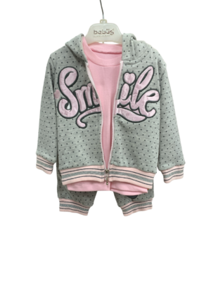 WAXOX bébé : 3 pièces gris petits points & rose, référence: 081122122152