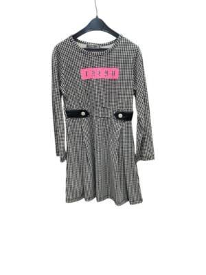 WAXOX Robe à petit cadeau Vichy noir et blanc avec ceinturée en cuir Référence 2311221746