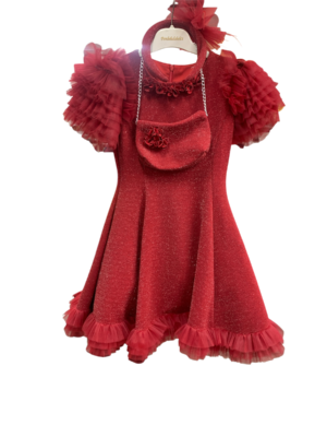 WAXOX Robe fille : style espagnol rouge passion avec sac & bandeau, référence 2801231315