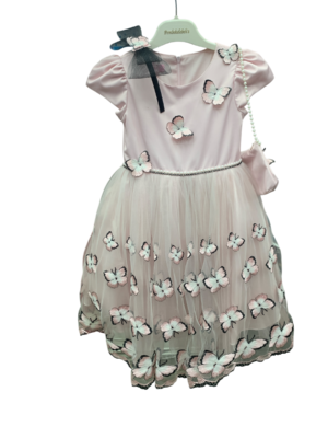 WAXOX Robe fille : rose avec papillons pailletés + sac assorti + bandeau, référence 2701231829