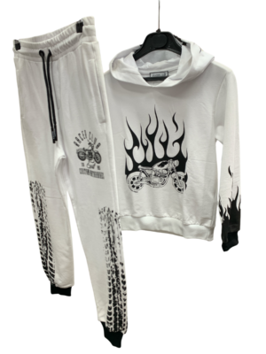 WAXOX Ensemble Racer Flames : noir & blanc, référence : 2211221115