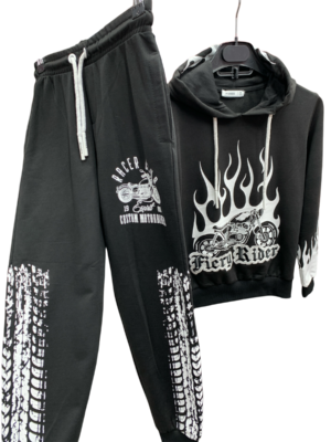 WAXOX Ensemble Racer Flames : blanc & Noir, référence : 2211221115