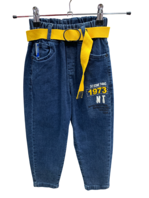 Jean enfant WAXOX avec ceinture jaune, référence : 0405231239