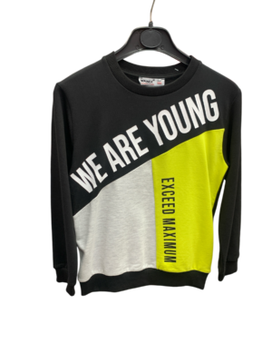 Sweat enfant WAXOX : noir, jaune & gris, référence 1511221217