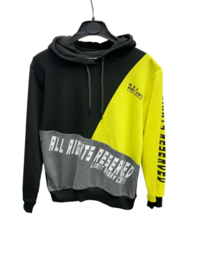 Pull enfant WAXOX à capuche : noir & jaune, référence 2801231509